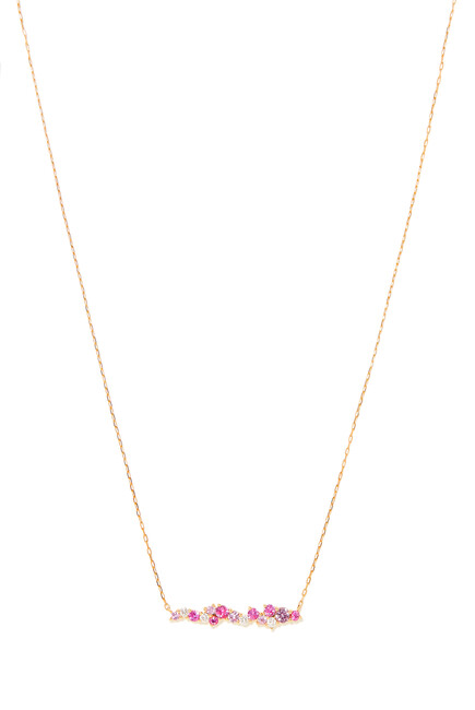 Cocktail Bar Necklace, 14k Yellow Gold with Sapphire & Diamonds